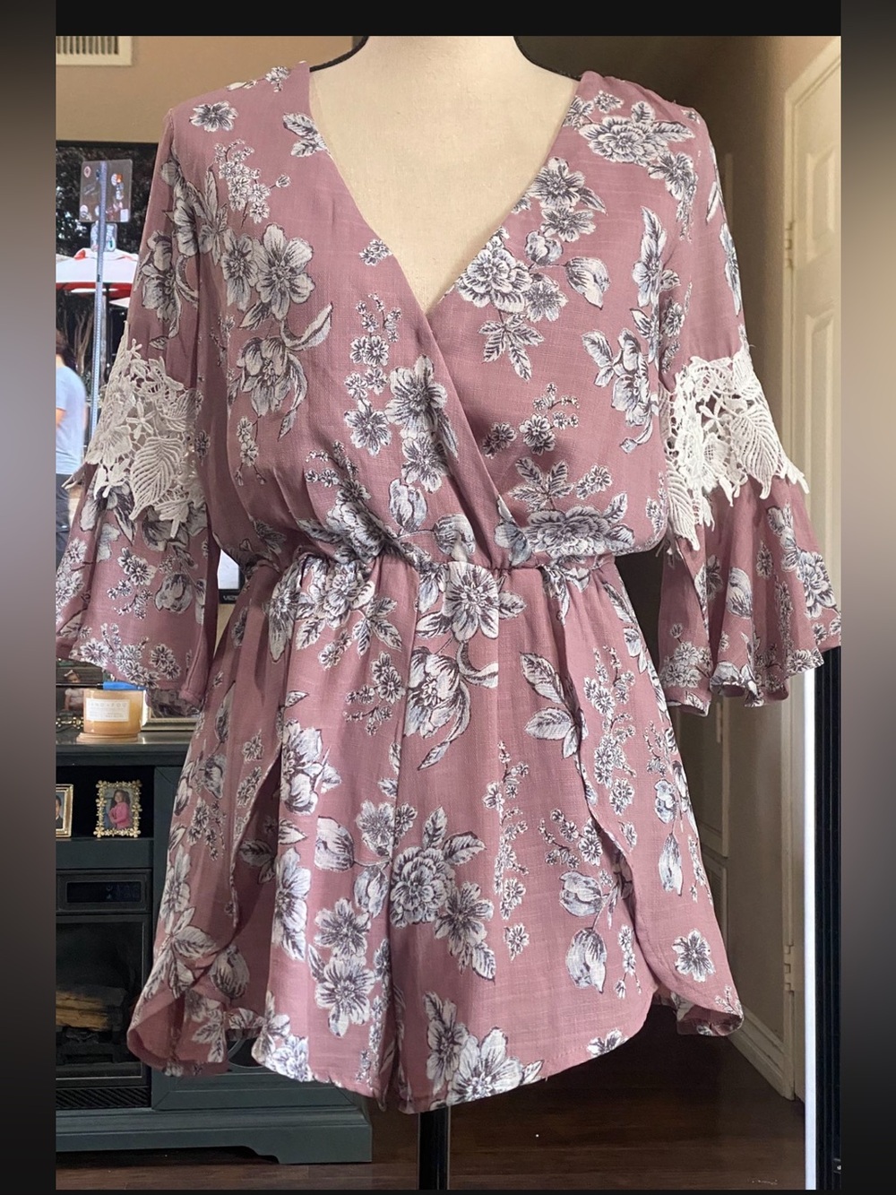 Trac Pink Floral Printed shorts romper
